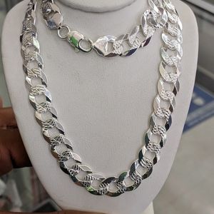 925 Sterling Silver Cuban Curb Diamond Cut Chain